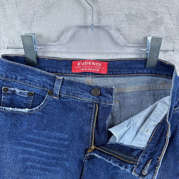 Evidence Wide Leg Jeans Raw Hem Stone Wash Mid Rise Womens Blue Size 40 - Picture 4 of 10